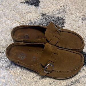 Birkenstock Brown Suede Loafers with Buckle